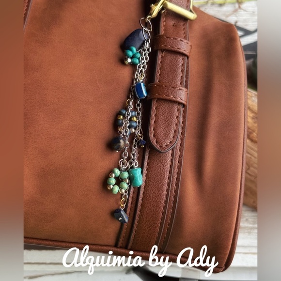 Alquimia lapis lazuli Key & Card Holder with Turquoise bag Charm necklace - Picture 1 of 5